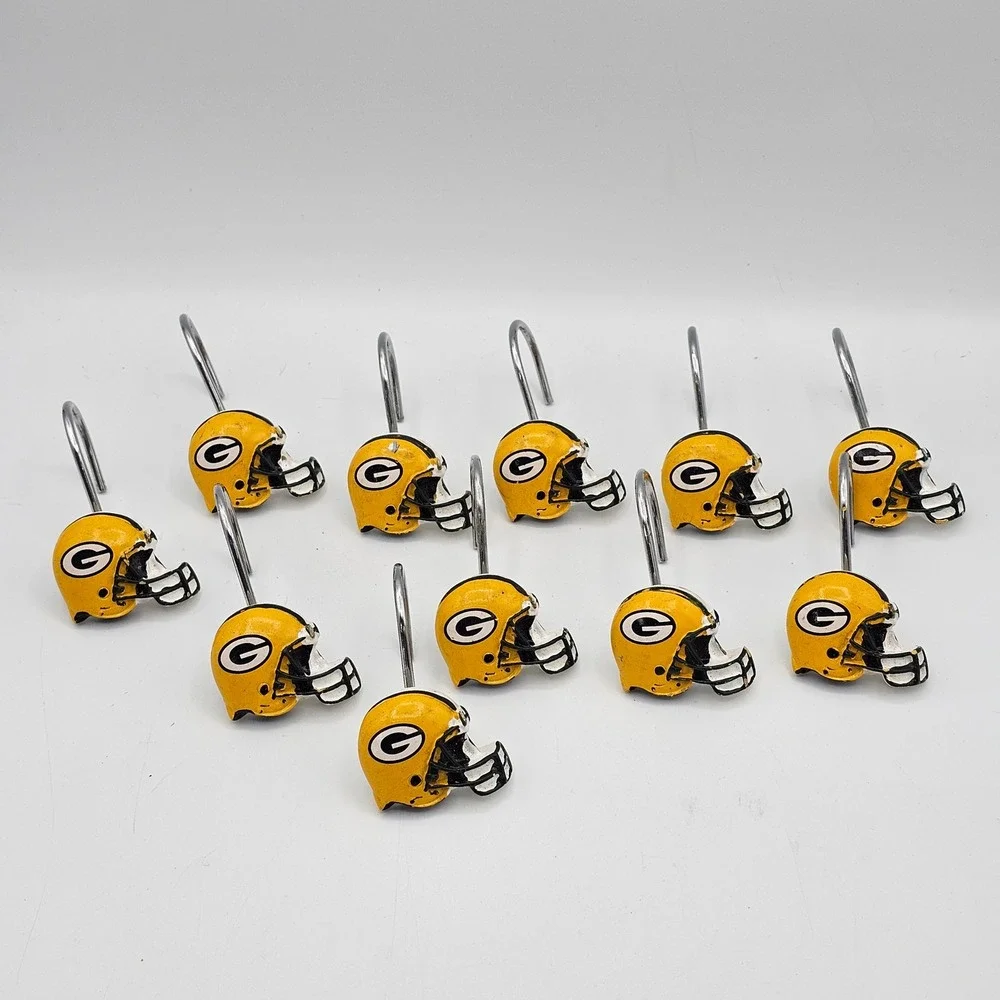 Green Bay Packers Shower Curtain Hooks Set of 11 (Missing One) NFL Football